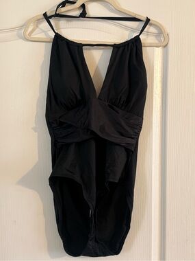 Classic Black One-Piece Swim - Women's V-Neck